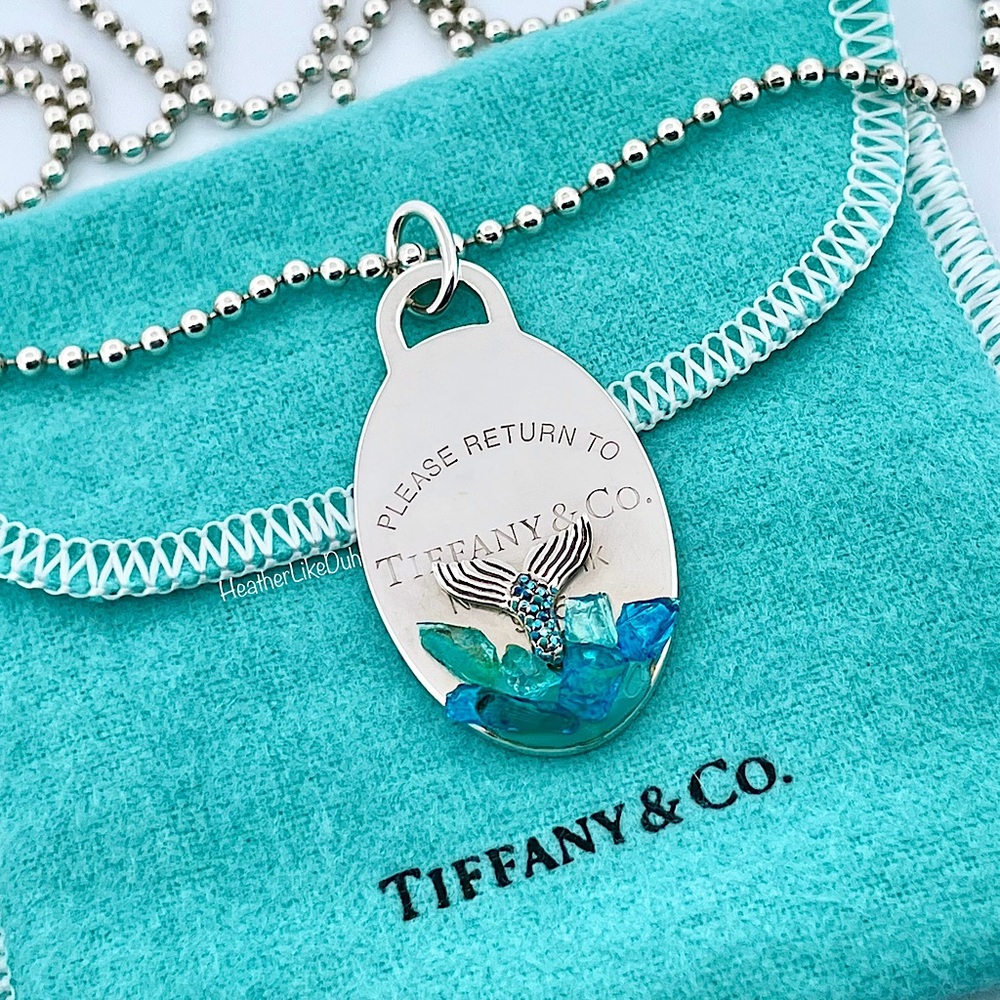 SOLD Tiffany & Co CUSTOM Berry Marlow Oval MERMAID Pendant Beaded Chain Necklace